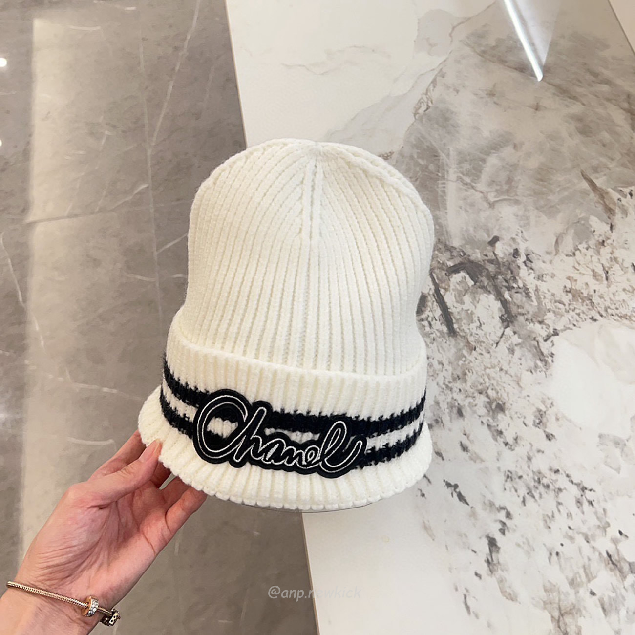 Chanel Knitted Cold Hat White Black Gray Brown (8) - newkick.vip